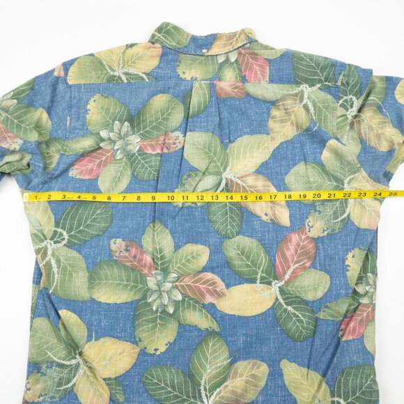 Reyn Spooner Popover Shirt Men's Large Hawaiian Tropical Floral Blue Green - Picture 11 of 14
